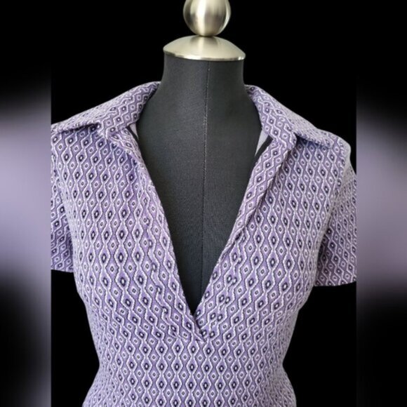 Preppy  Geometric Violet Purple Print Bodysuit ZARA Size Small - Picture 5 of 12